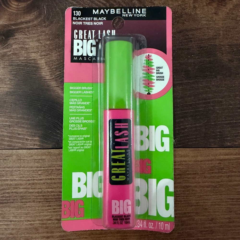 Maybelline Great Lash Big Washable Mascara 130 Blackest Blk 0.34 fl oz 10ml
New